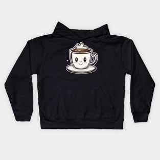 Happy cute coffee cup smiling Kids Hoodie